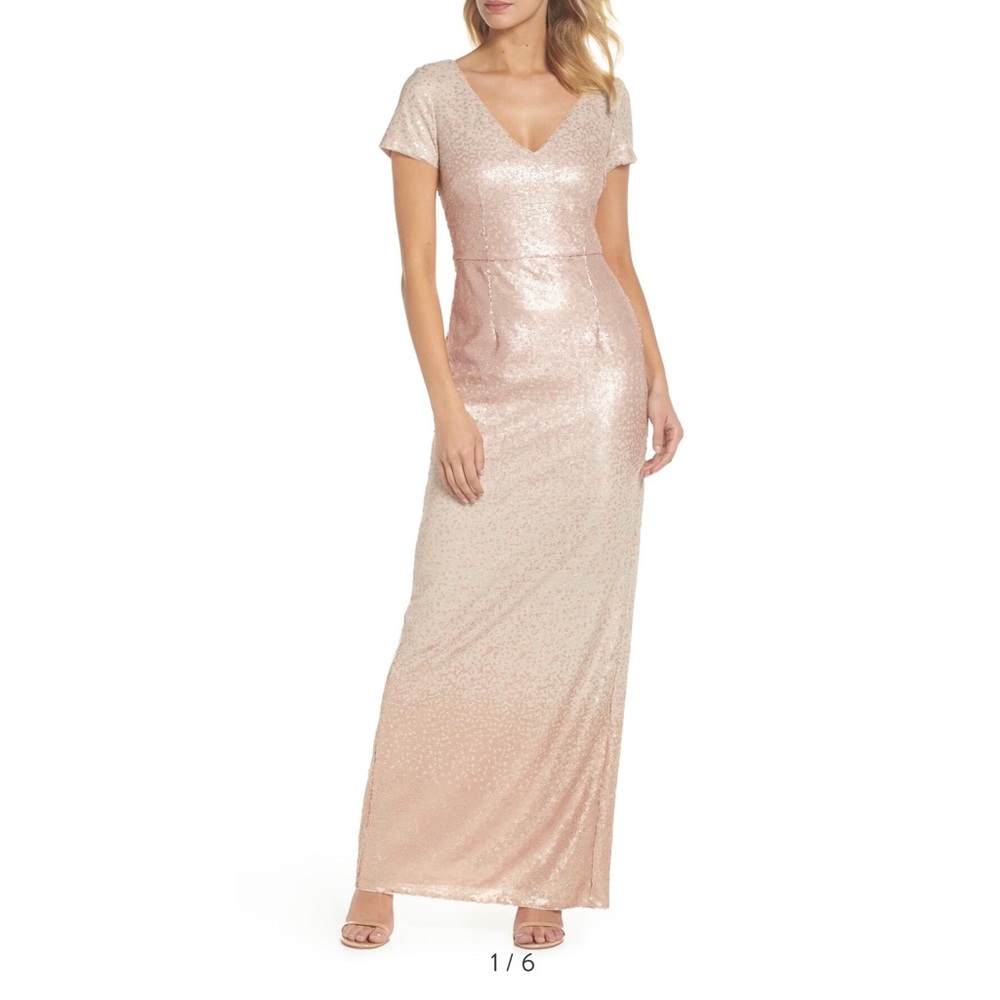 Adrianna Papell Ombre Sequin Column Gown sz 12